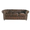 Gestepptes 3-Sitzer Sofa aus braunem Leder